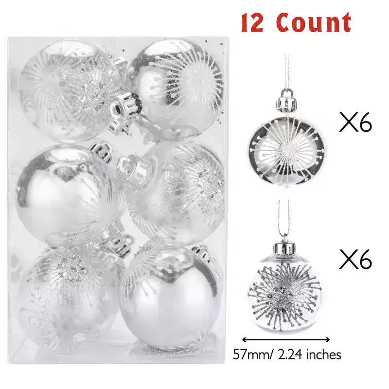 Every Day is Christmas Ornaments, Shatterproof Christmas Tree Ornament Set, Christmas Balls Decoration 12 Count (2.24/57mm, Starburst)