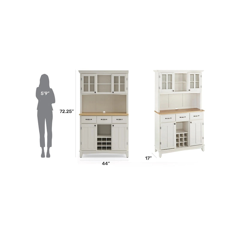 Off-White Server with Hutch & Wood Top