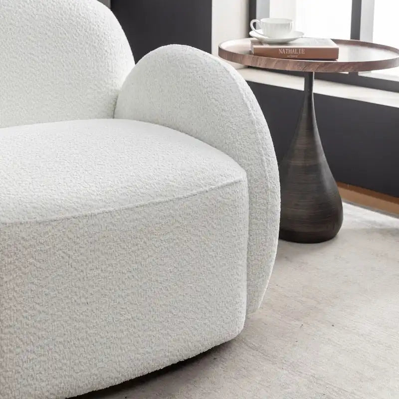 Modern Glam Boucle Upholstered Swivel Accent Armchair with 360 Degree Swivel Base