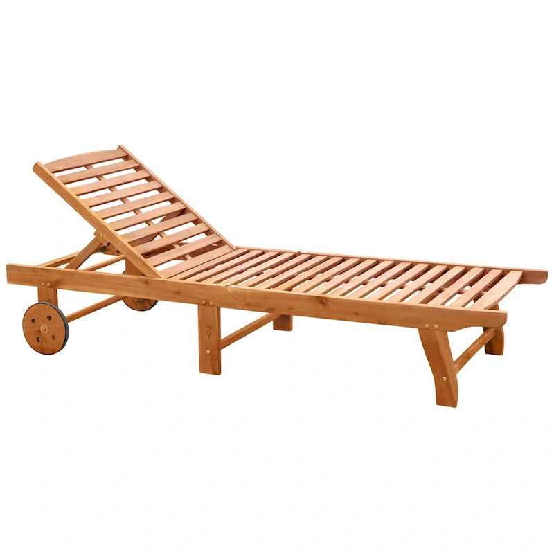 Outdoor Folding Chaise Lounge Chair Recliner with Wheels