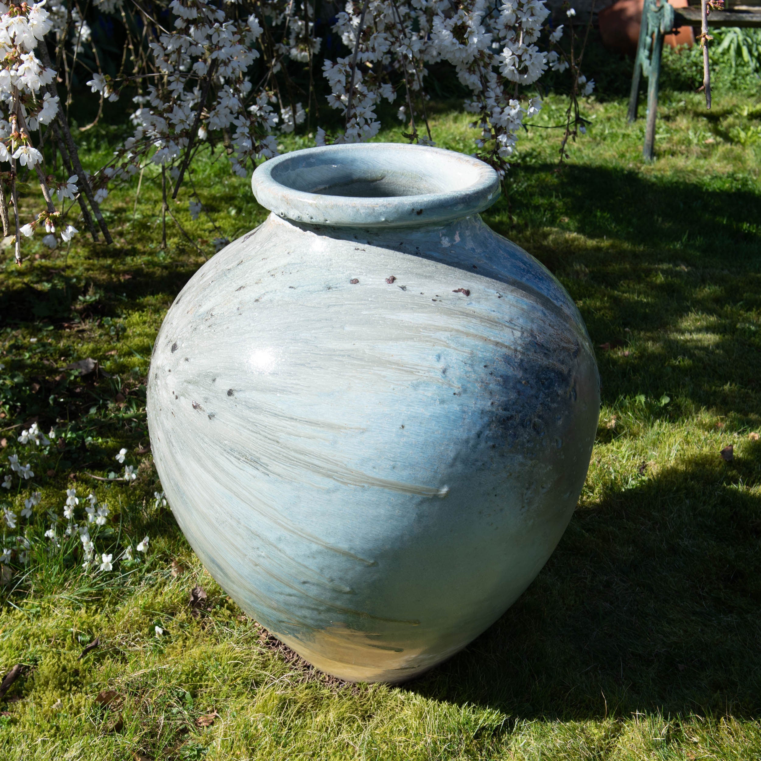 Celadon Ash Scallop Shell Large Jar