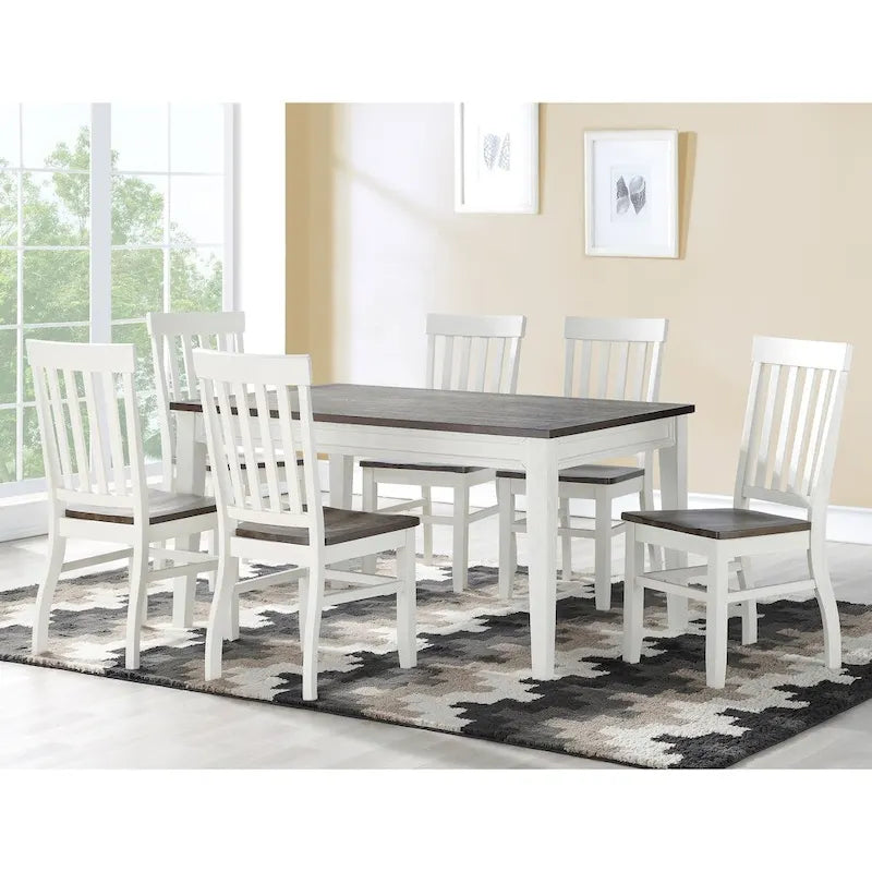 Farmhouse Wood Side Chair with Slat Back