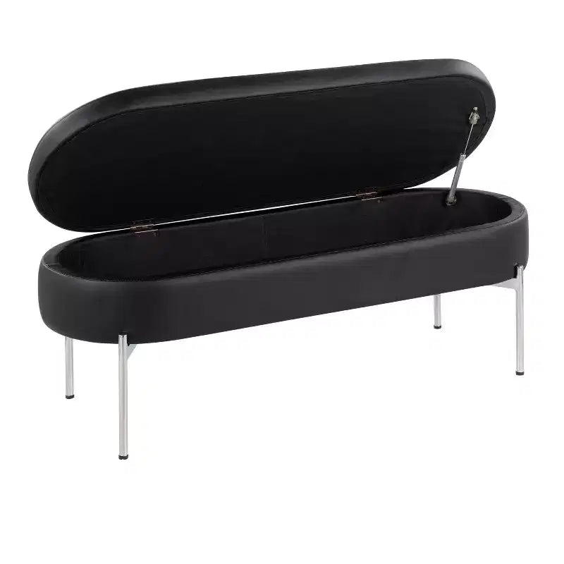 48 Chloe PU Leather Storage Bench Metal Chrome - LumiSource