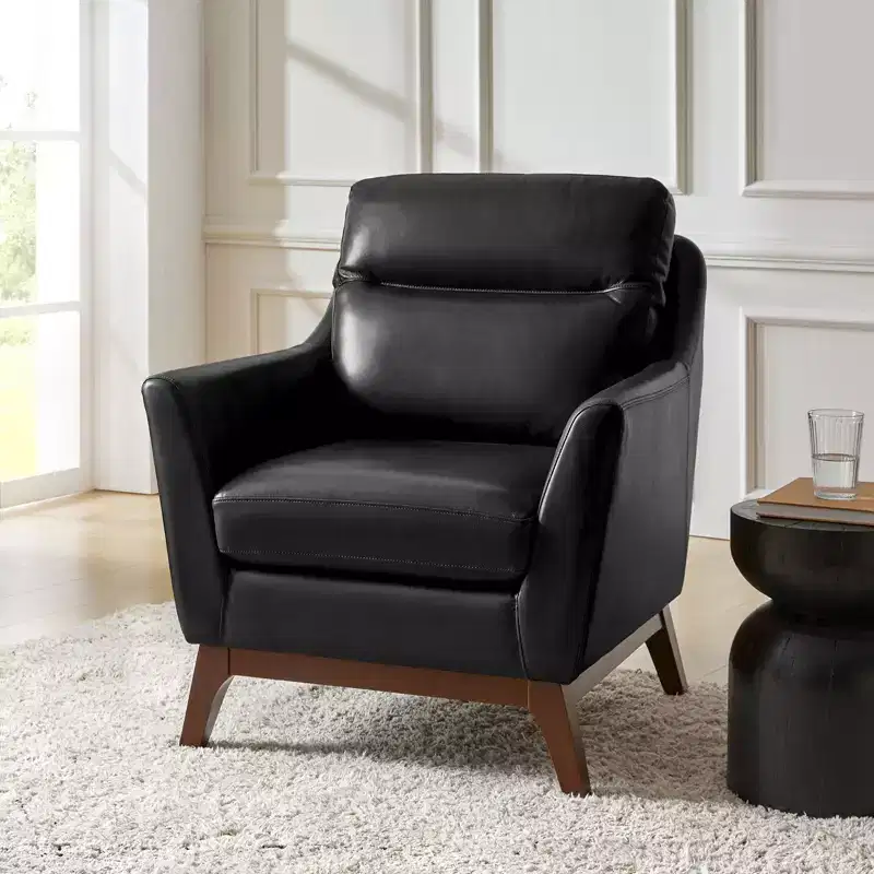 Numitor Mid-Century Mordern Genuine Leather Armchair| HULALA HOME