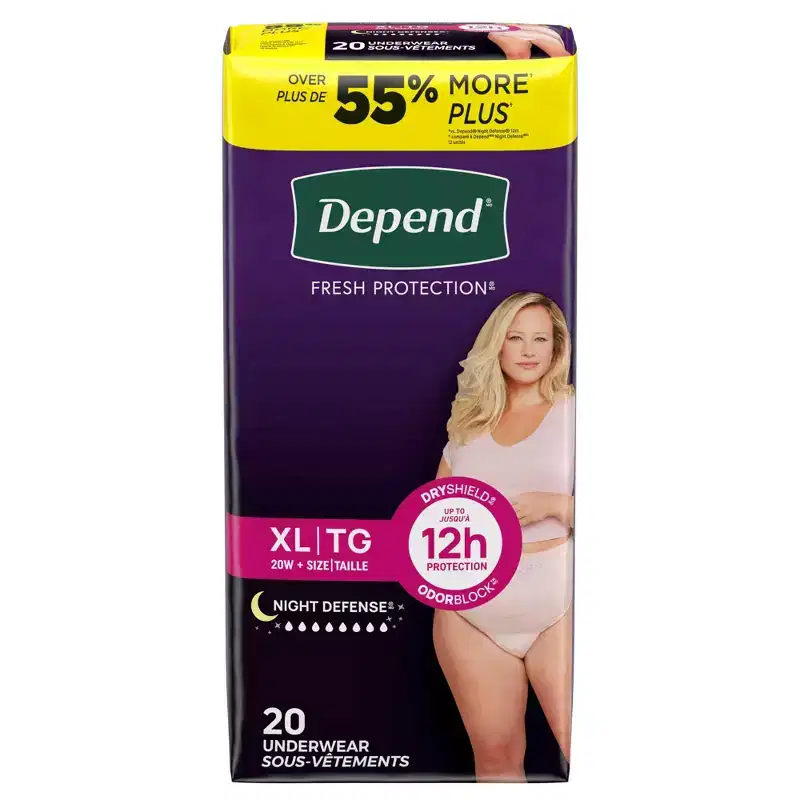 Depend Night Defense Adult Incontinence Underwear for Women - Overnight Absorbency - Blush