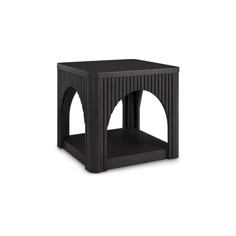 Black End Table with Arch and Lattice Details - 24W x 24D x 22H