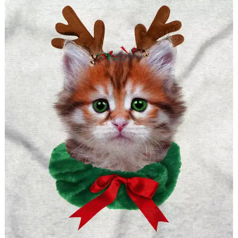 Christmas Reindeer Kitten Adorable Hoodie Sweatshirt Women Men Brisco Brands