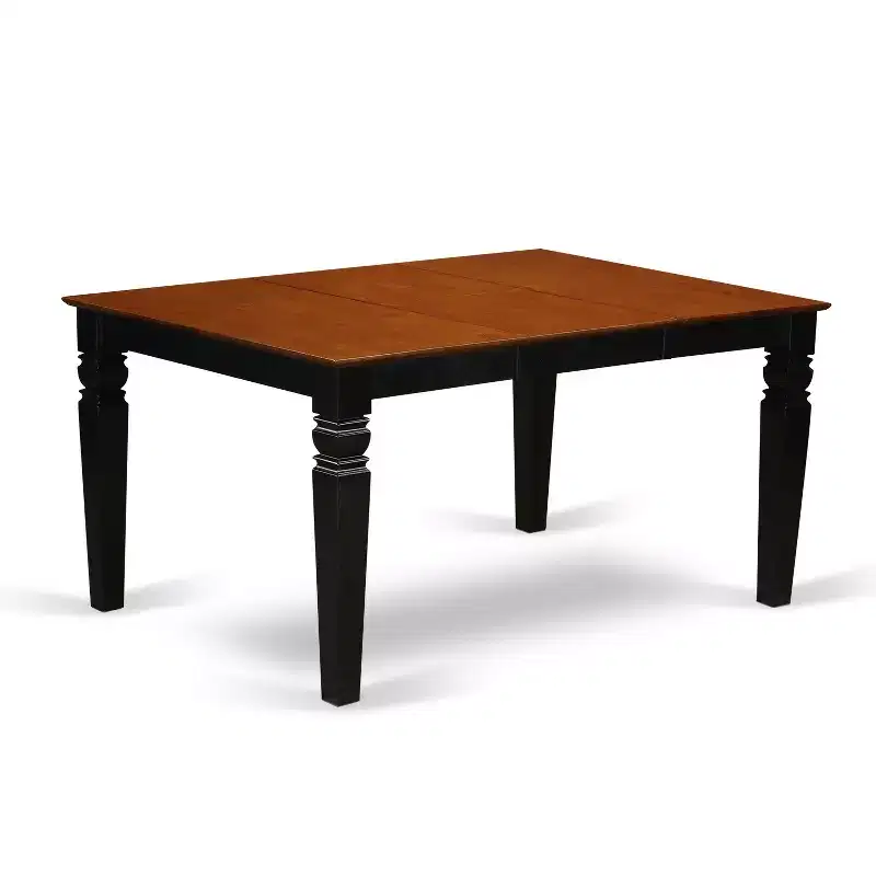 HomeStock Belmont 7PC Rectangular 42/60 inch Table with 18 In Leaf and 6 vertical slatted Chairs