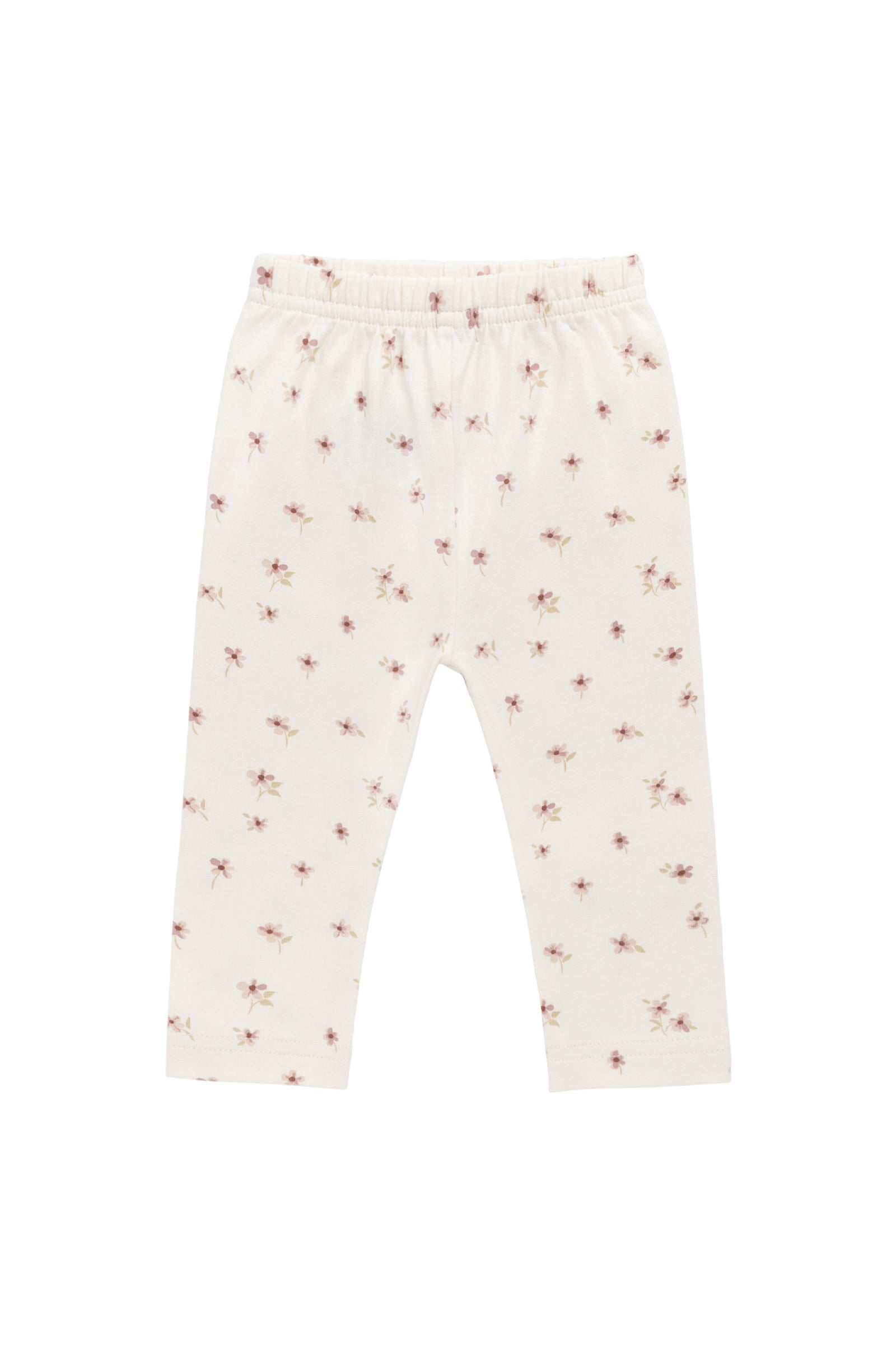 Simple Flower Print Organic Cotton-Elastane Legging with Elastic Waistband for Baby & Girls Daily Wear (Newborn�C10Y)