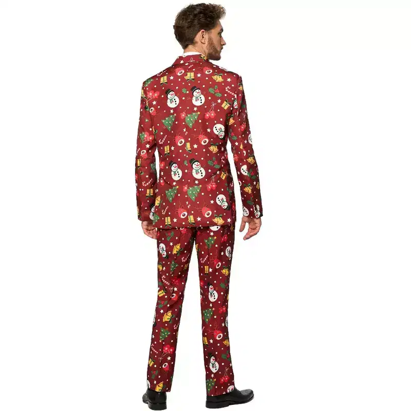 Suitmeister Men's Christmas Suit - Christmas Red Icons - Light Up - Red