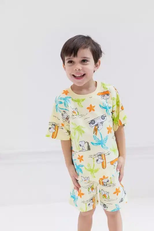 PEANUTS Snoopy Woodstock French Terry T-Shirt and Shorts Outfit Set Little Kid