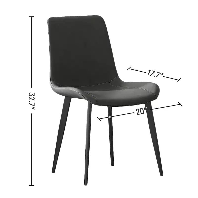 2pk Modern Faux Leather Dining Chairs with Cushioned Seats & Metal Legs