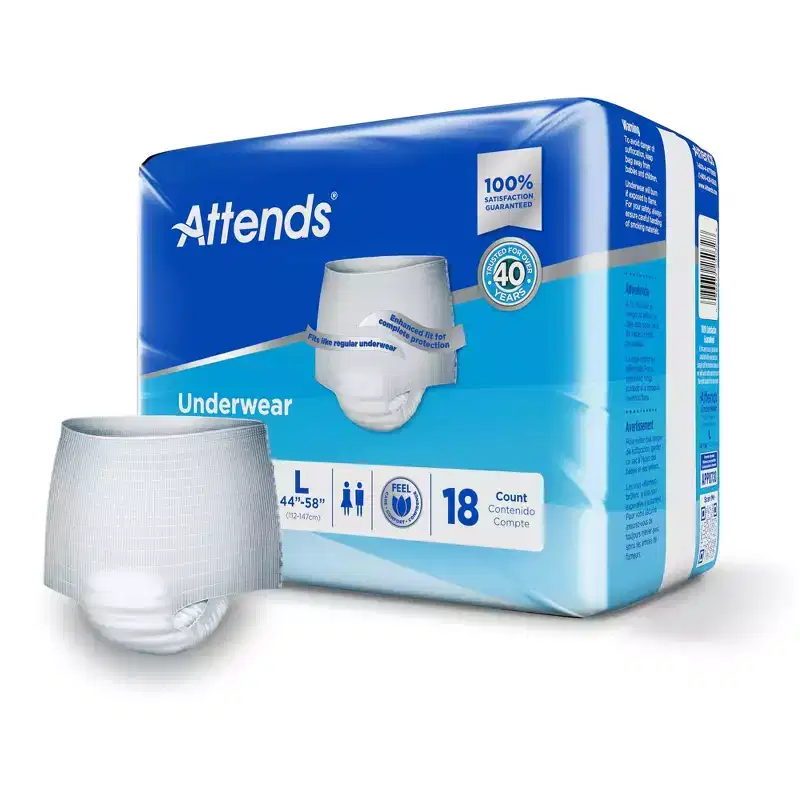 Attends Incontinence Underwear, Ultimate Absorbency, Unisex, Large, 72 Count
