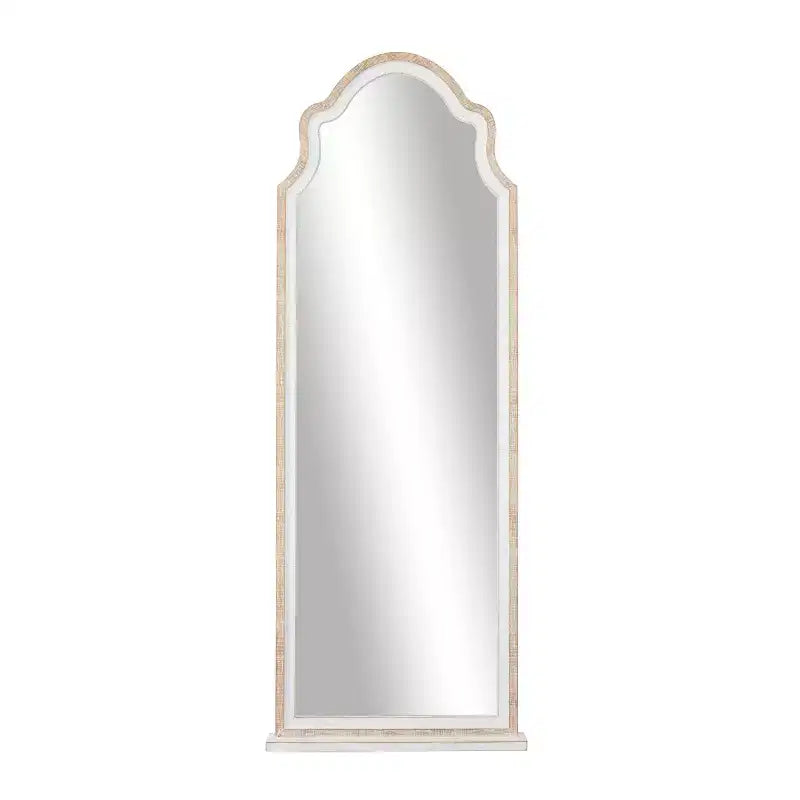 Wood Window Pane Inspired Wall Mirror with Arched Top Brown - Olivia & May: Vertical Hanging, Country Cottage Decor