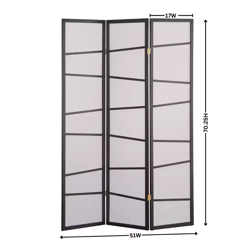 Roundhill Furniture 3-Panel Screen Room Divider, Black
