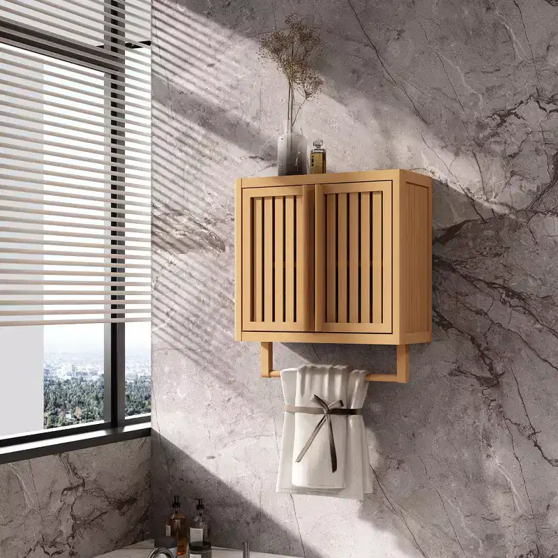 Bathroom Cabinet Wall Mounted Bamboo Toilet Storage Box