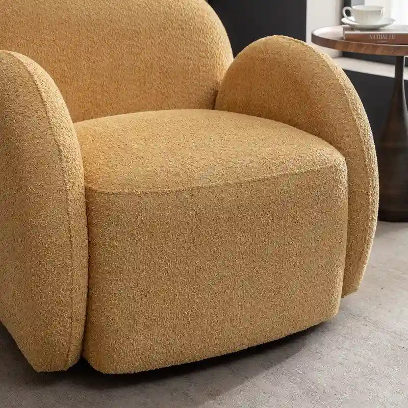 Modern Glam Boucle Upholstered Swivel Accent Armchair with 360 Degree Swivel Base