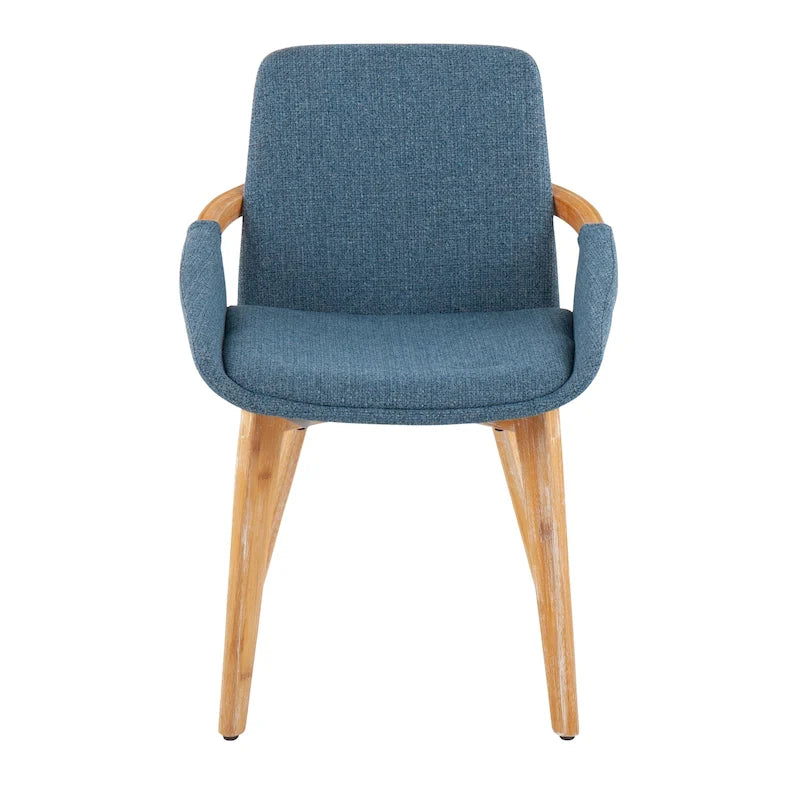Mid-Century Upholstered Dining Chair with Natural Wood Arms and Legs