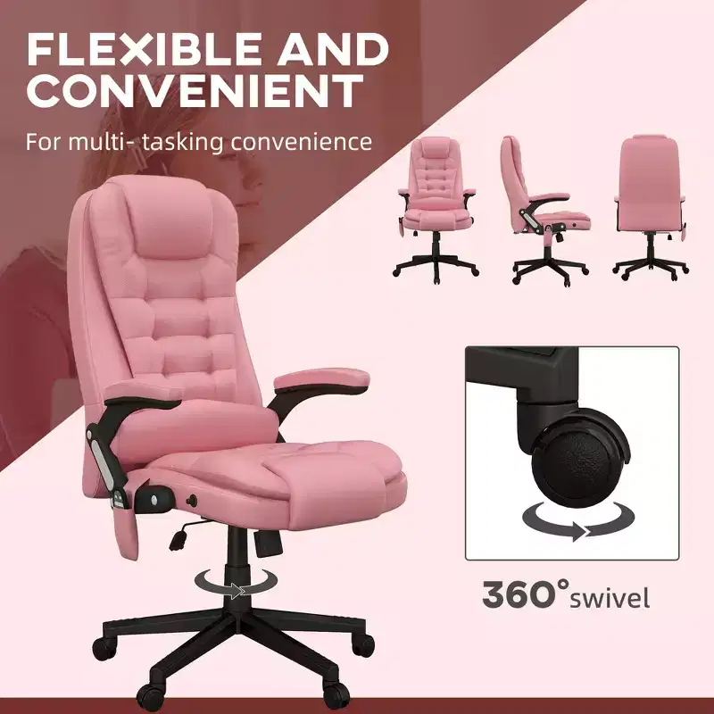HOMCOM High-Back Massage Office Chair, Heated Reclining Computer Chair with Remote