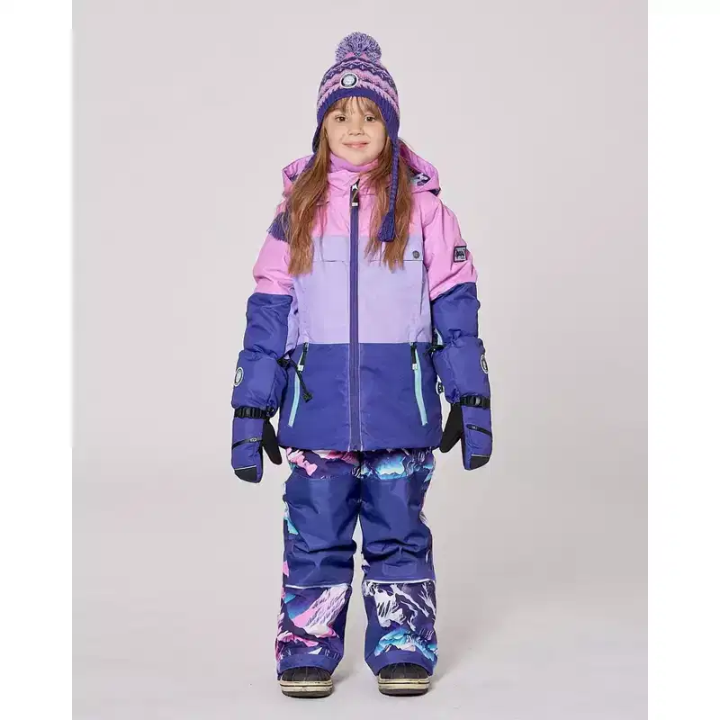 Deux par Deux Girl Two-Piece Teknik Snowsuit Purple Mountain Print