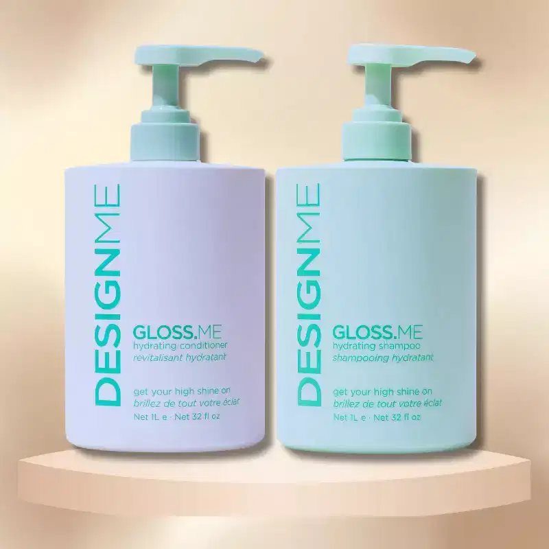 DesignMe Gloss.Me Hydrating Shampoo and Conditioner (33.8 oz) - Frizz Control, Restores Hydration & Enhances Shine - XXL LITER DUO KIT