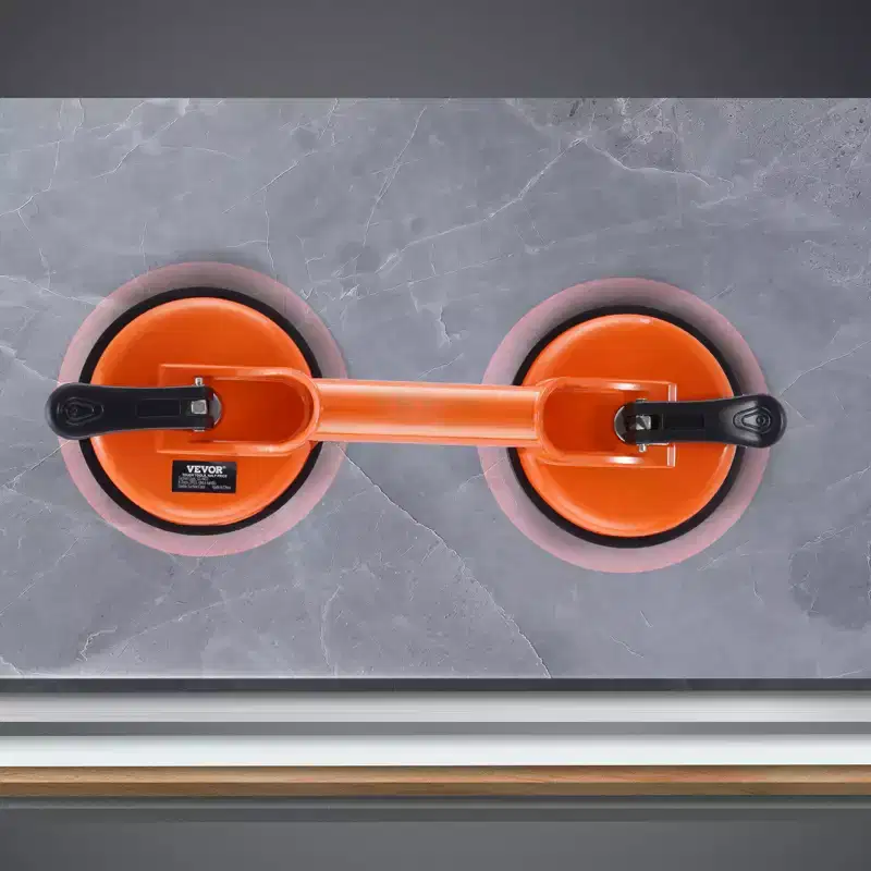 VEVOR Glass Suction Cup, 4.7 2 Pack 330 lbs Load Capacity, Vacuum Suction Cup with Aluminum Handle, Orange