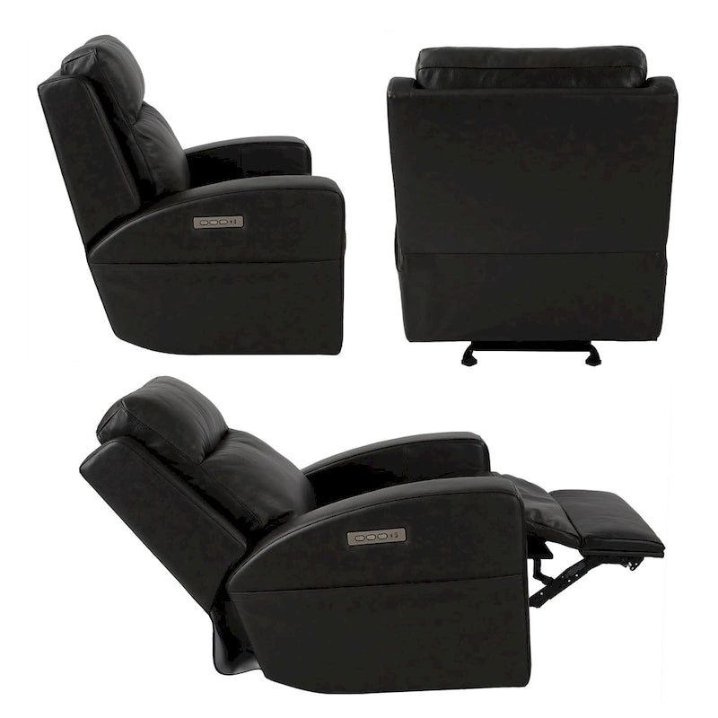 37 in. Top Grain Leather Power Glider Recliner with USB Charging and Adjustable Headrest