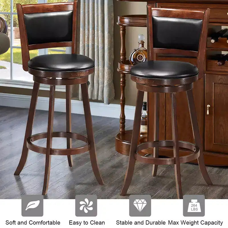 3pcs Pub Table Set 30'' Round Bar Height Table & 2pcs Swivel Bar Stools