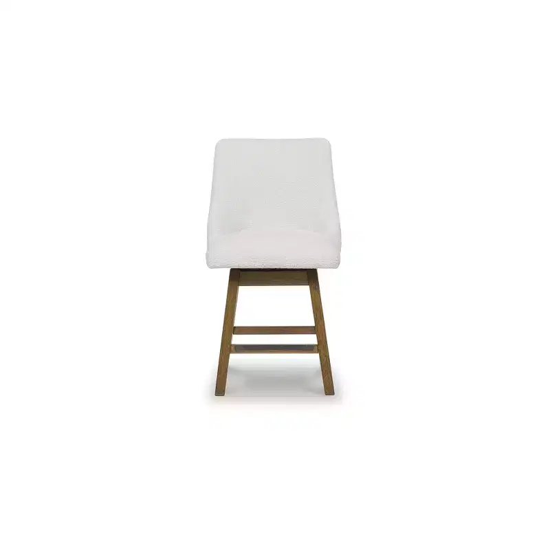 Signature Design by Ashley Cabalynn Counter Height Upholstered Swivel Barstools, Set of 2, Light Brown Frame with Cushioned Oatmeal Seat