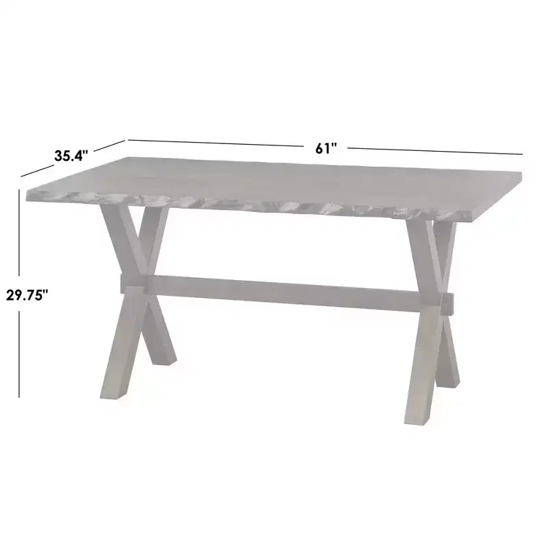 Buylateral 6Pc Mandeville Solid Wood Live Edge Dining Set with Bench Brown: Rubberwood, Ladderback Chairs