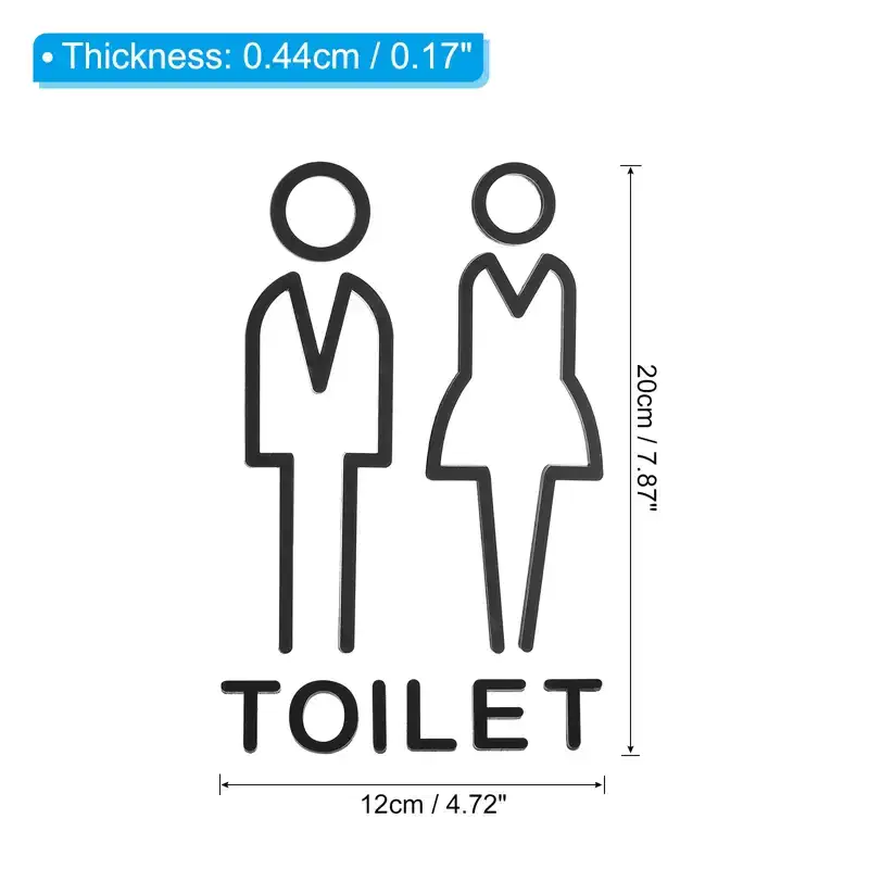 Unique Bargains Acrylic Self-Adhesive Waterproof Decor Bathroom Sign 1 Pair