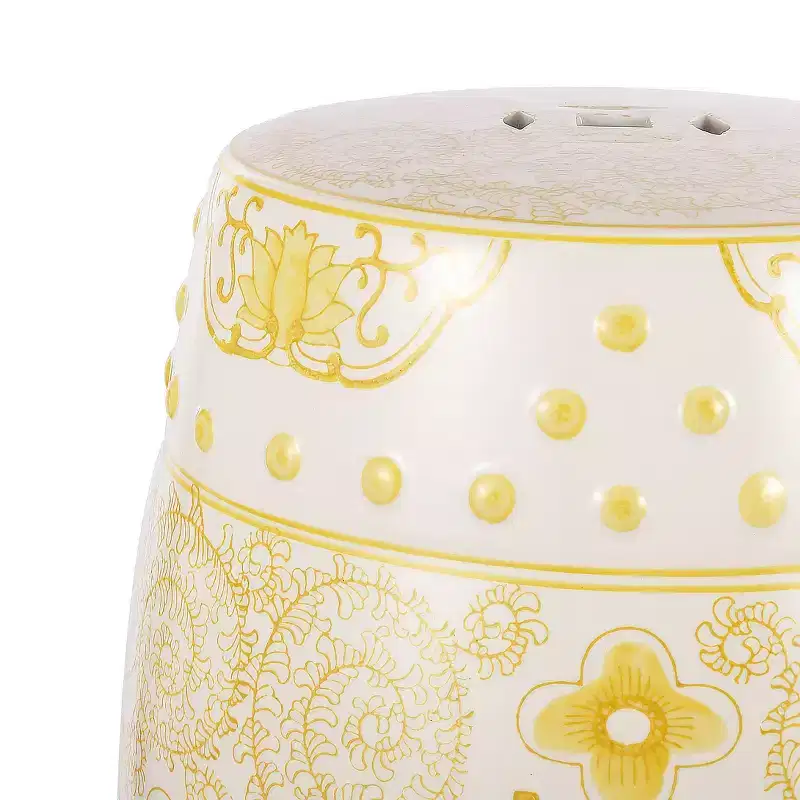 JONATHAN Y Double Happiness 18 Chinoiserie Ceramic Drum Garden Stool/Accent Table