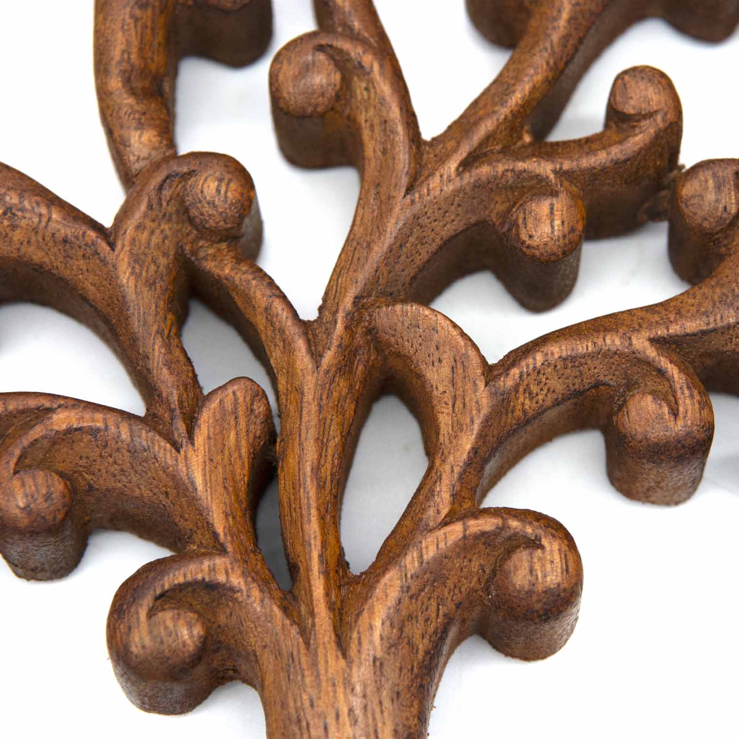 Tree of Life Round Wood Plaque with Curling Branches