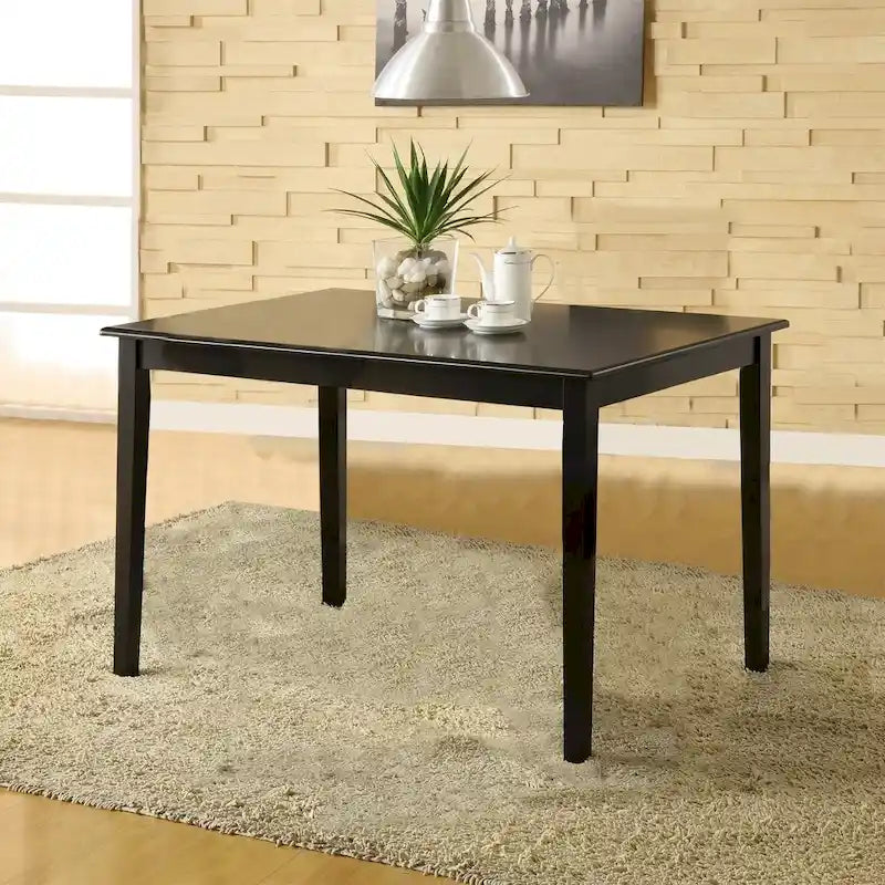 Rectangular Black Wood Dining Table with Antique Finish