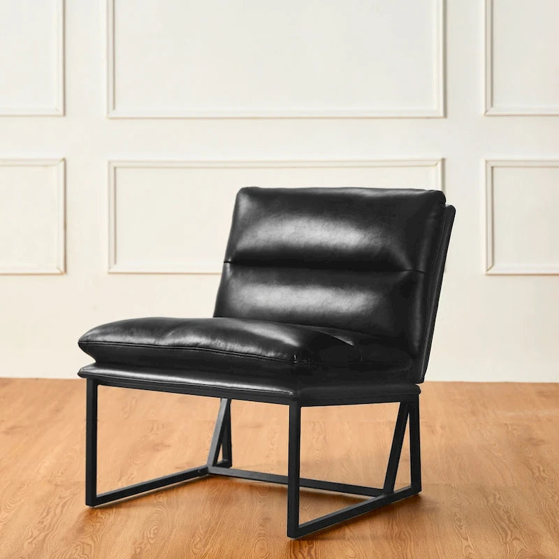 Modern Ergonomic PU Accent Armless Chair, 30.25 Inch Height
