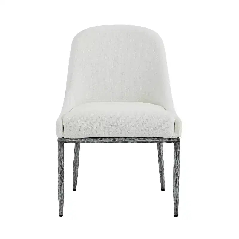Linnea Industrial 5 Piece Upholstered Dining Chairs with Round Pedestal Dining Table