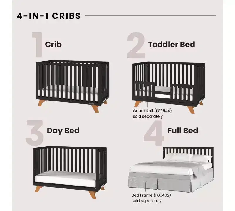 Child Craft SOHO Crib, 3-Drawer Dresser, Chest, Nightstand, 4-Piece Nursery Set