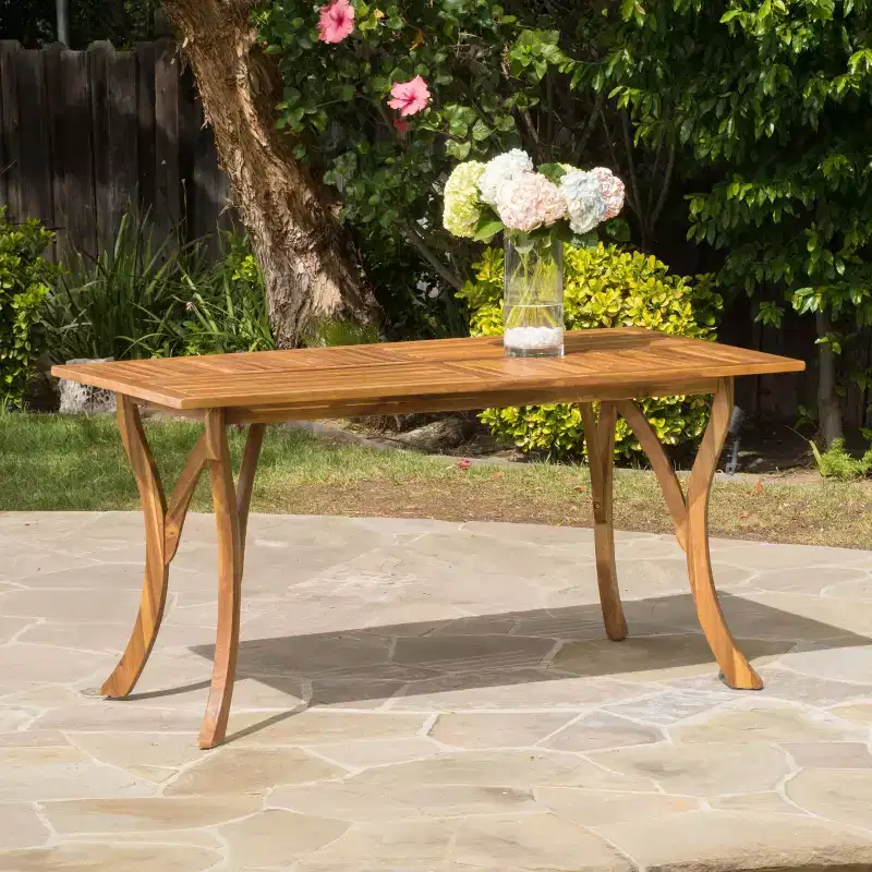 59IN Modern Rectangular Wooden Kitchen Table, Dining Table with Stable Legs, Dining Room Table for Living Room, Kitchen, Patio, Teak