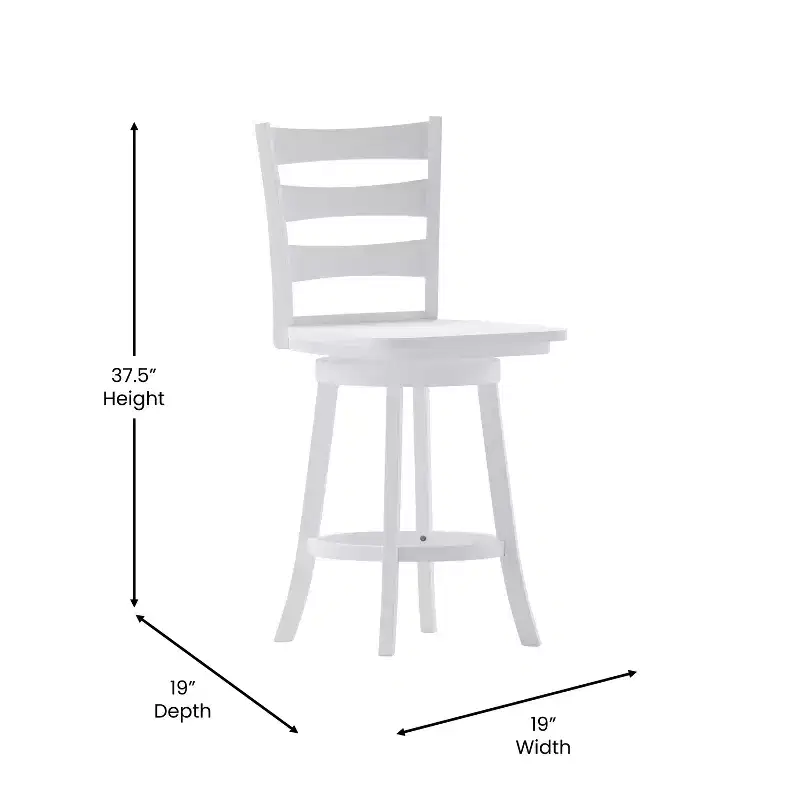 Emma and Oliver Classic Ladderback Counter Height Dining Stool with Wood Seat