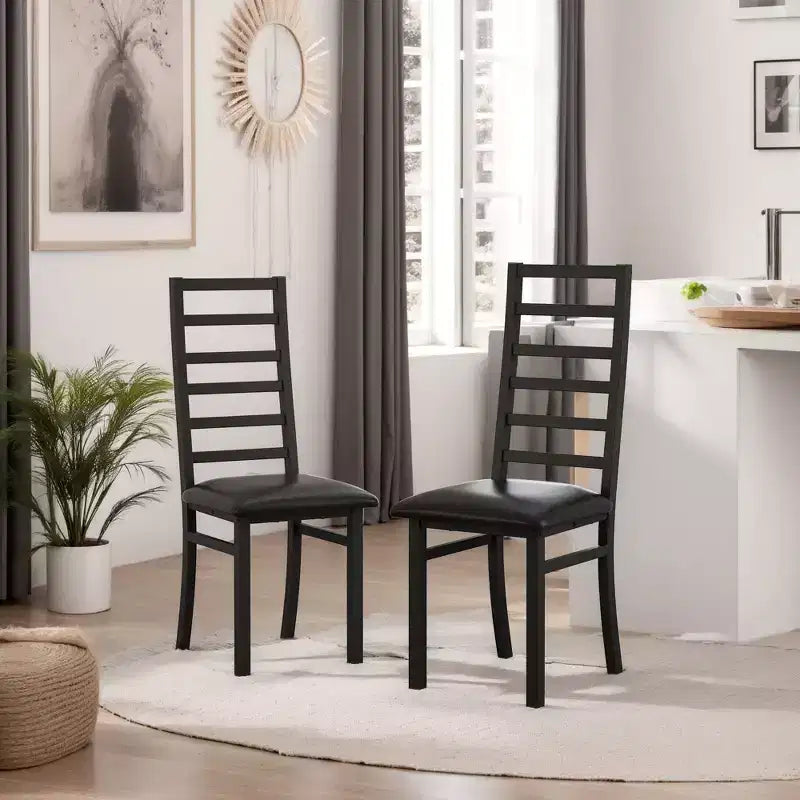 TUYOHW High Backrest Dining Chairs Set of 2/4 ,PU Leahter Kitchen Chairs with Steel Legs,Space-saving Dining Room Chairs for Apartment,Small Areas