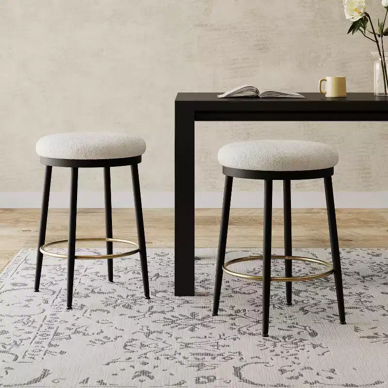 Christopher Knight Home Altrium 24.75 Modern Upholstered Iron Frame Counter Stools with Footrest