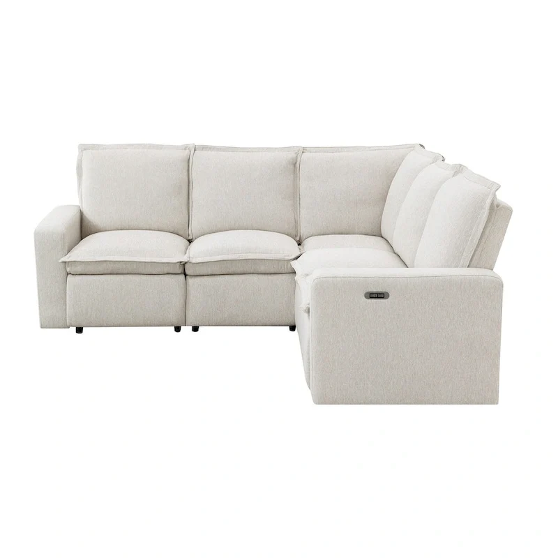 L-Shaped 5-Seater Power Recliner Sofa with USB Port