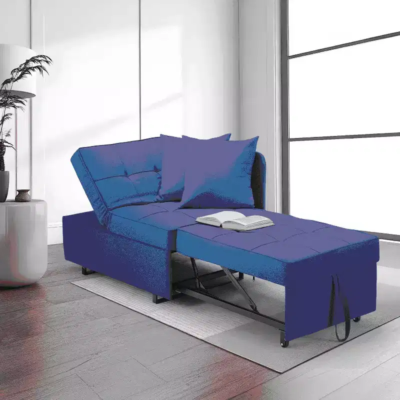 Erommy 3-in-1 Sleeper Sofa Chair Bed , 5-position Adjustable Backrest Pull Out Sofa Bed with Faux Linen Sofa Fabric