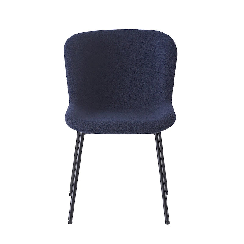 Fabric Upholstered Armless Dining Chairs with Powder-Coated Steel Legs, Set of 2