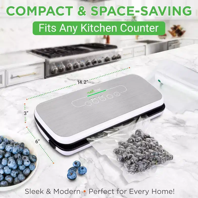 NutriChef Automatic Food Vacuum Sealer - Electric Air Sealing Preserver System (Silver)