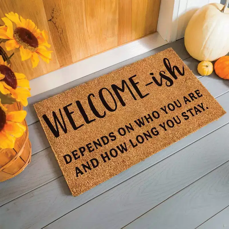 Evergreen 16 x 28 Inches Welcome-ish Door Mat | Non-Slip Rubber Backing | Dirt catching Natural Coir | Indoor and Outdoor Home Decor