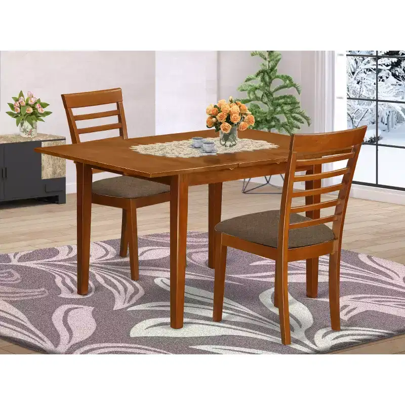 Rustic Dinette Set - Small Dining Table & Chairs - Kitchen Table Set for 4 - Saddle Brown