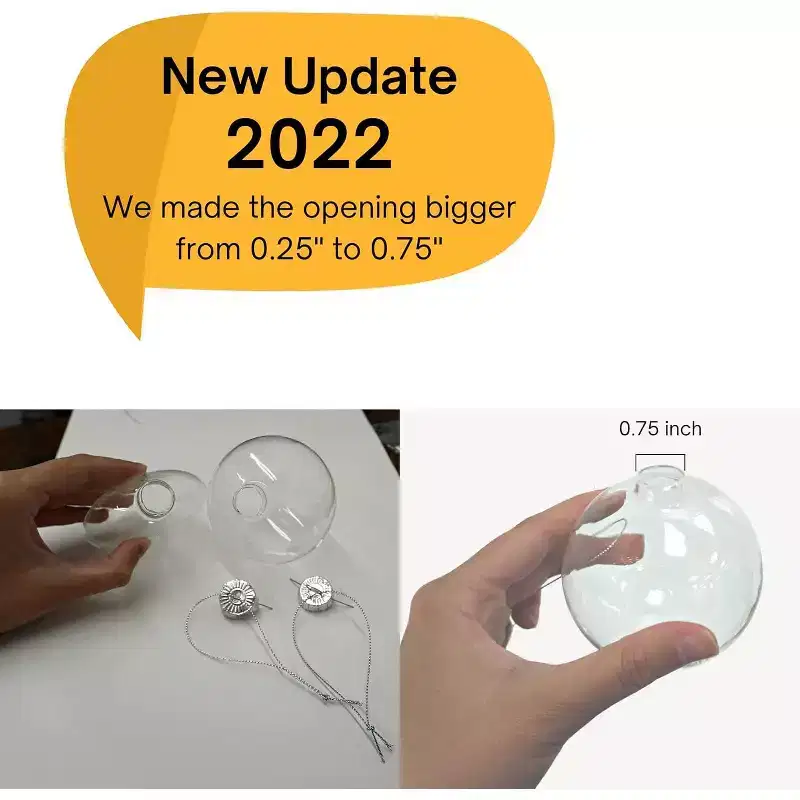 4Es Novelty Shatterproof Clear Ornaments (4 Pack, 2 Round & 2 Flat, 3.15)  Fillable DIY Craft Balls for Christmas Tree Decoration