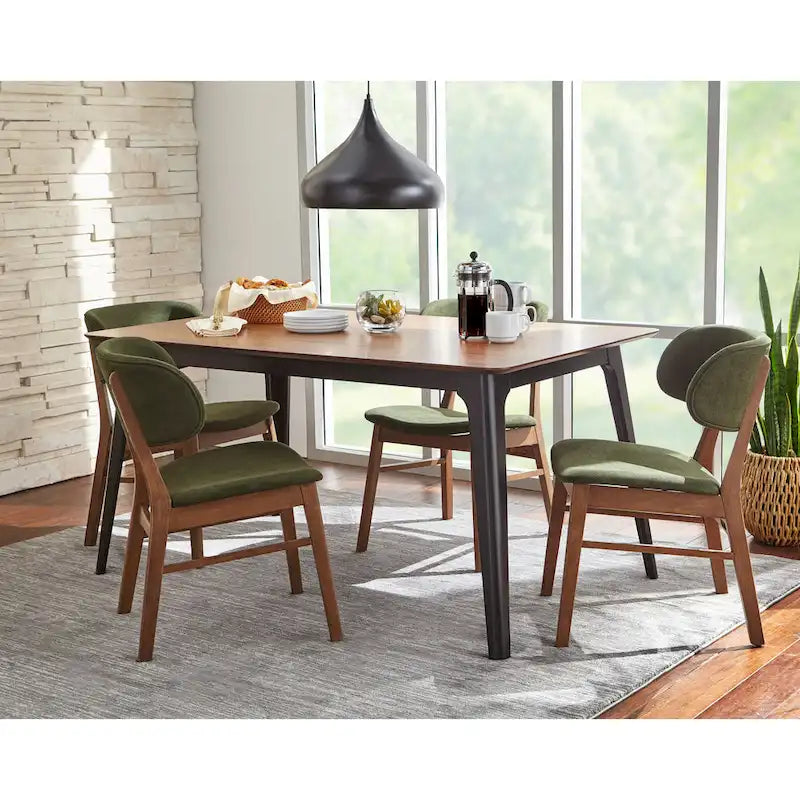 Solid Wood Dining Chair with Upholstered Seat and Back