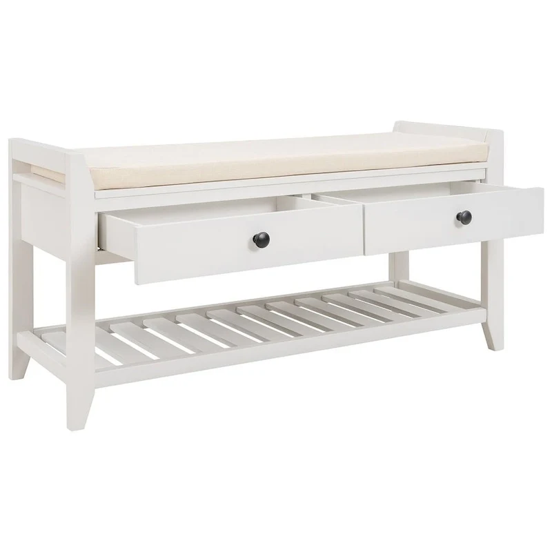Wooden Storage Bench with Shoe Rack and Drawers